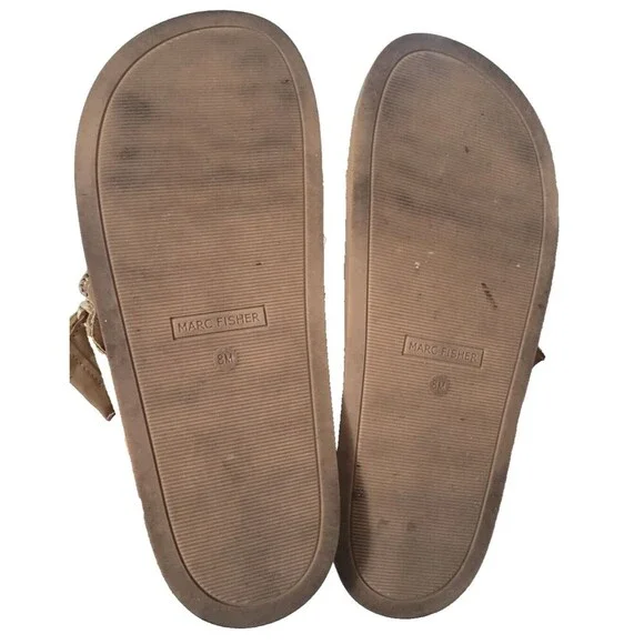 Marc Fisher Welti Woven Buckle Platform Sandal Womens Sz 8.5M Tan - Picture 10 of 11